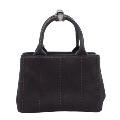 Prada Jardiniere Small Cotton Canvas Mini Bag 2-Way Handbag Black Gold — view 5