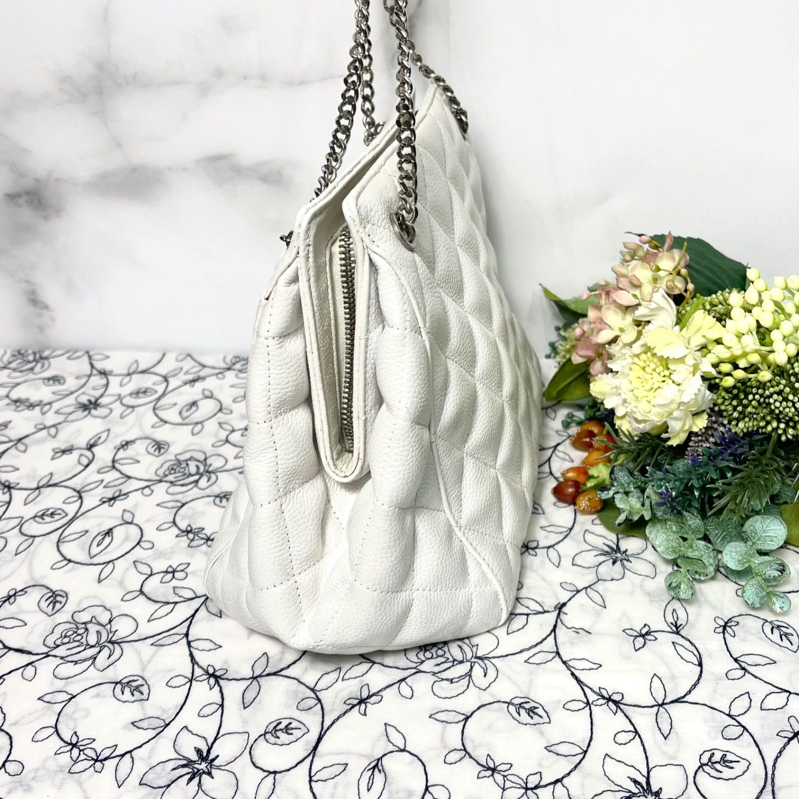 Chanel Caviar Leather Quilted CC Logo Shoulder Bag — view 5