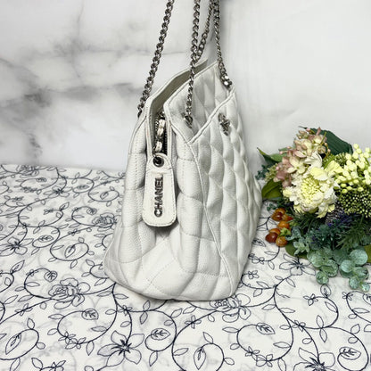 Chanel Caviar Leather Quilted CC Logo Shoulder Bag — view 6