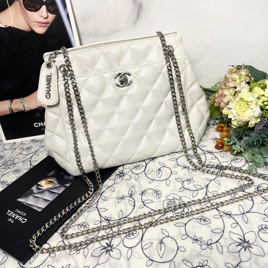Chanel Caviar Leather Quilted CC Logo Shoulder Bag