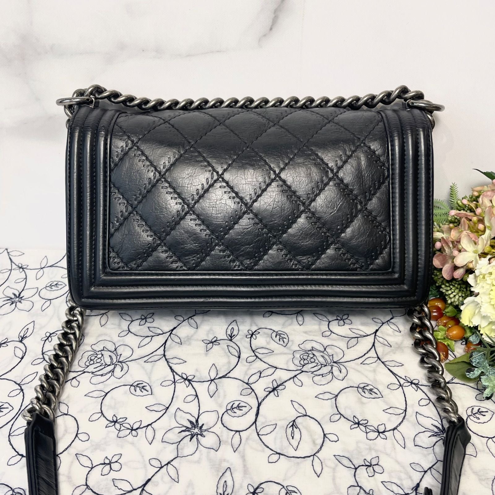 Chanel Boy Quilted Shoulder Bag Black — view 2