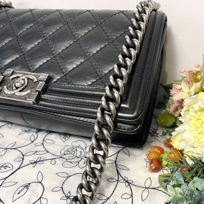 Chanel Boy Quilted Shoulder Bag Black — view 4