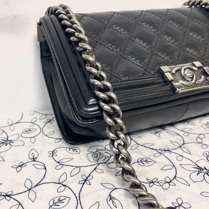 Chanel Boy Quilted Shoulder Bag Black — view 3
