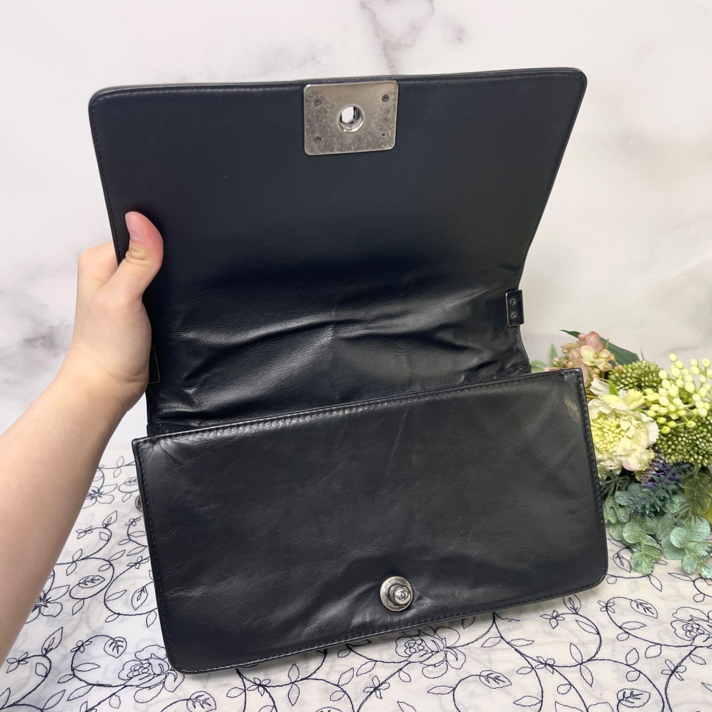 Chanel Boy Quilted Shoulder Bag Black — view 8