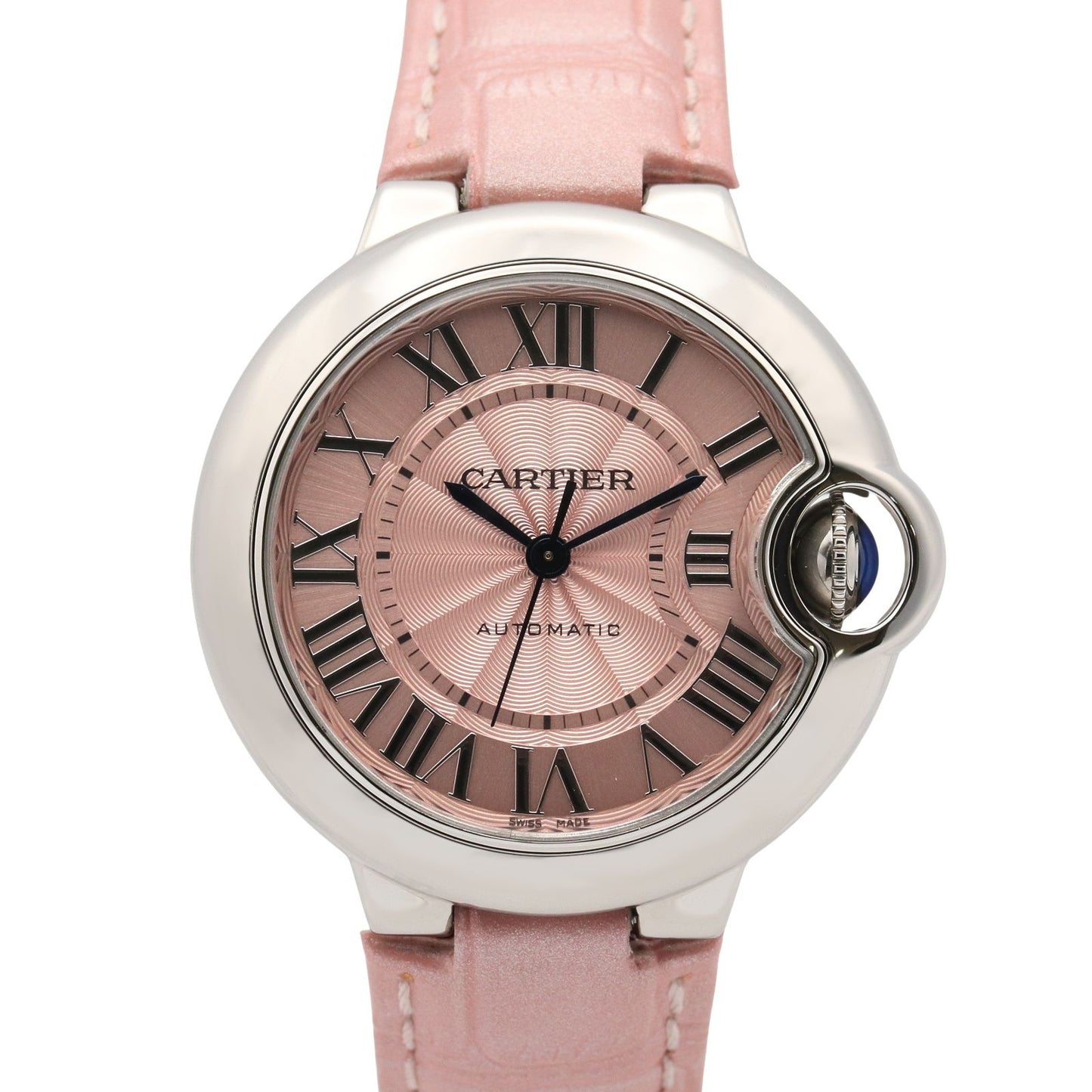 Cartier Watch Baron Blue Pink Stainless Steel