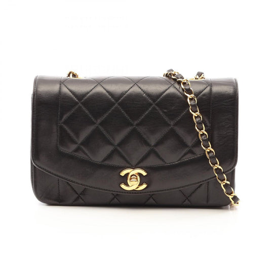 Chanel Shoulder Bag Quilted Diana Flap Black Lambskin Chain