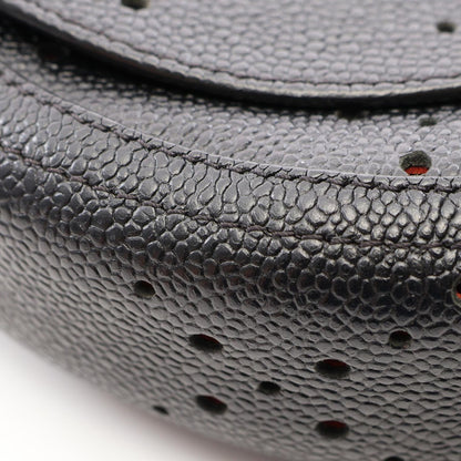 Chanel Shoulder Bag Round Flap Perforated Combination Black Caviar Leather — view 8