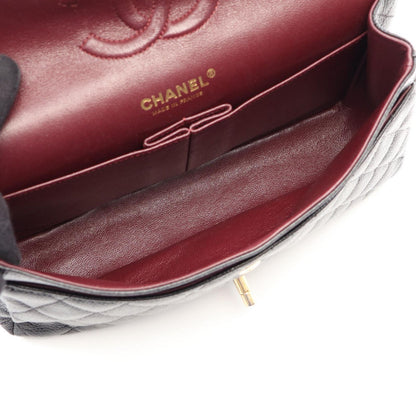 Chanel Shoulder Bag Quilted Double Flap Black Caviar Leather Chain — view 3