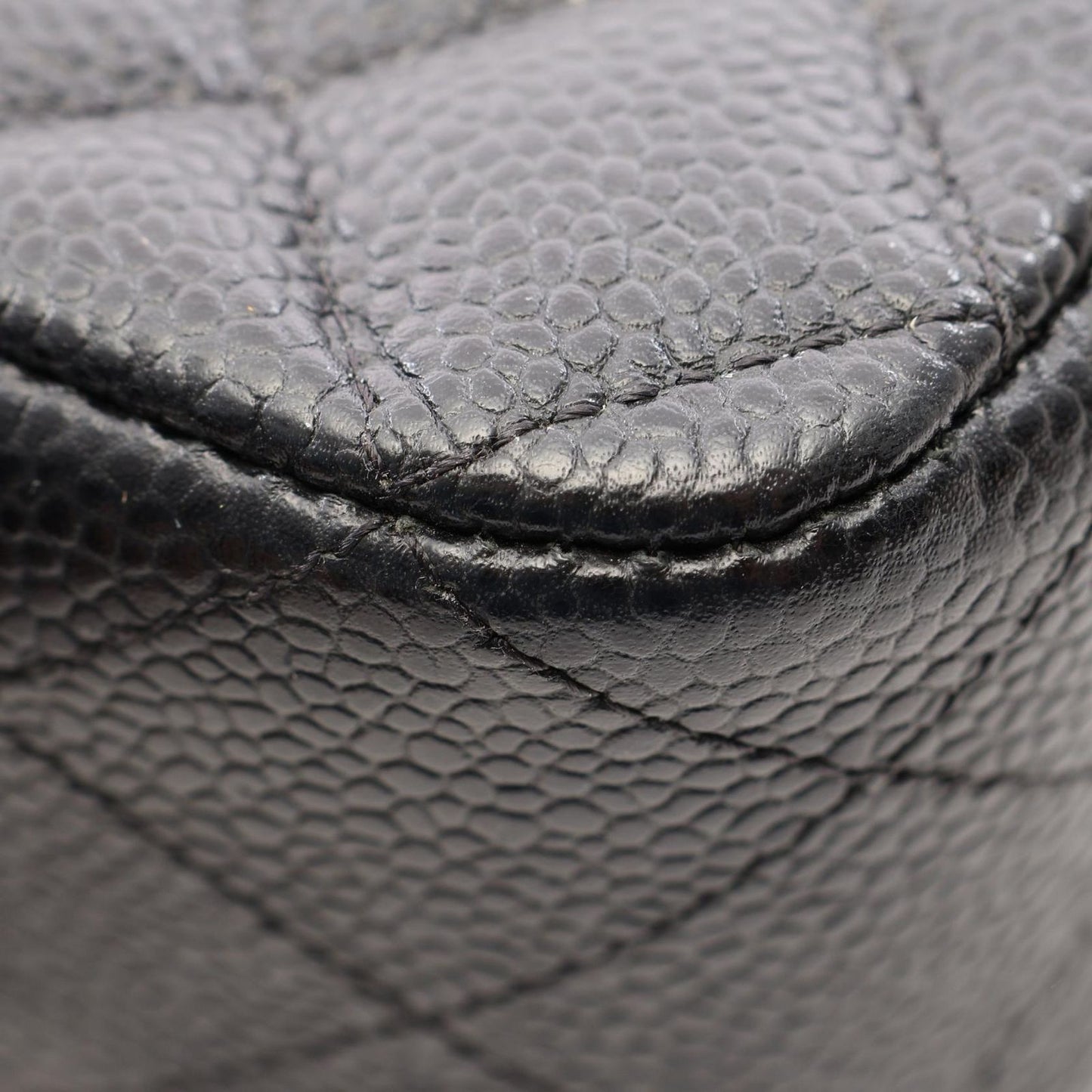 Chanel Shoulder Bag Quilted Double Flap Black Caviar Leather Chain — view 8