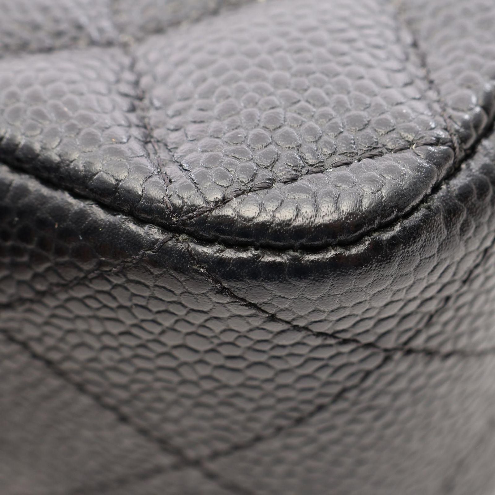 Chanel Shoulder Bag Quilted Double Flap Black Caviar Leather Chain — view 8