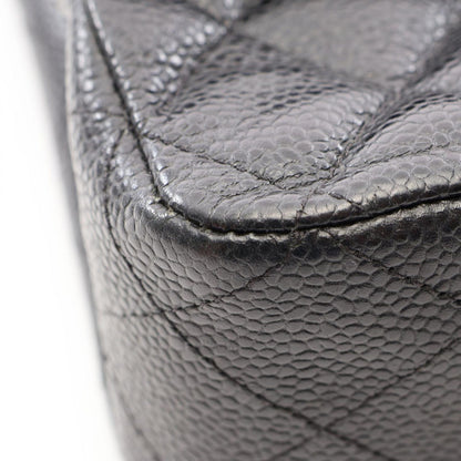 Chanel Shoulder Bag Quilted Double Flap Black Caviar Leather Chain — view 7