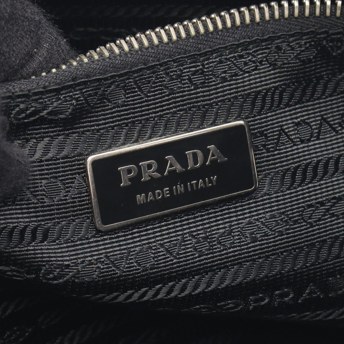 Prada Tote Bag Triangle Logo Black Nylon Saffiano Leather Mini — view 4