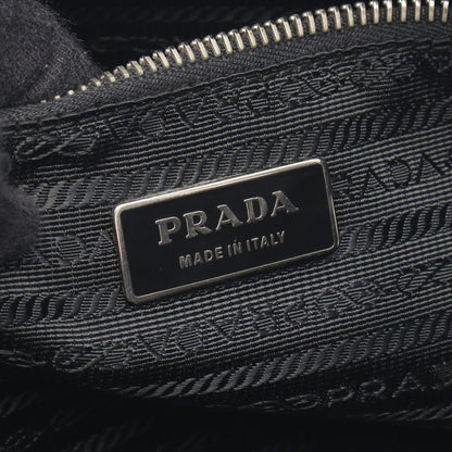 Prada Tote Bag Triangle Logo Black Nylon Saffiano Leather Mini — view 4