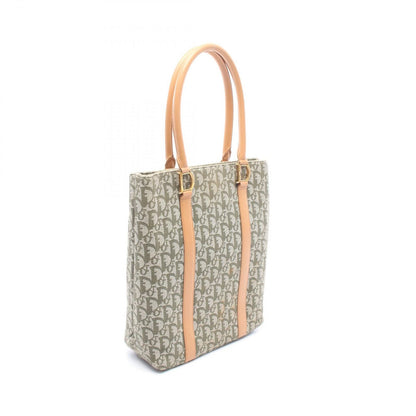 Dior Tote Bag Trotter Green Beige Canvas Leather — view 2