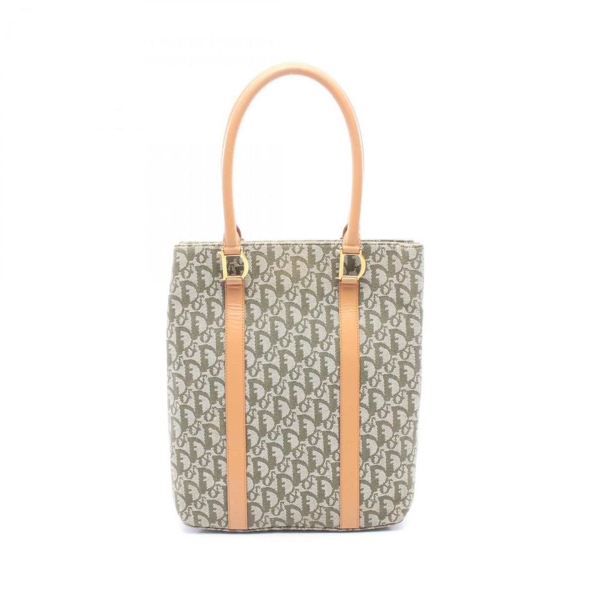 Dior Tote Bag Trotter Green Beige Canvas Leather
