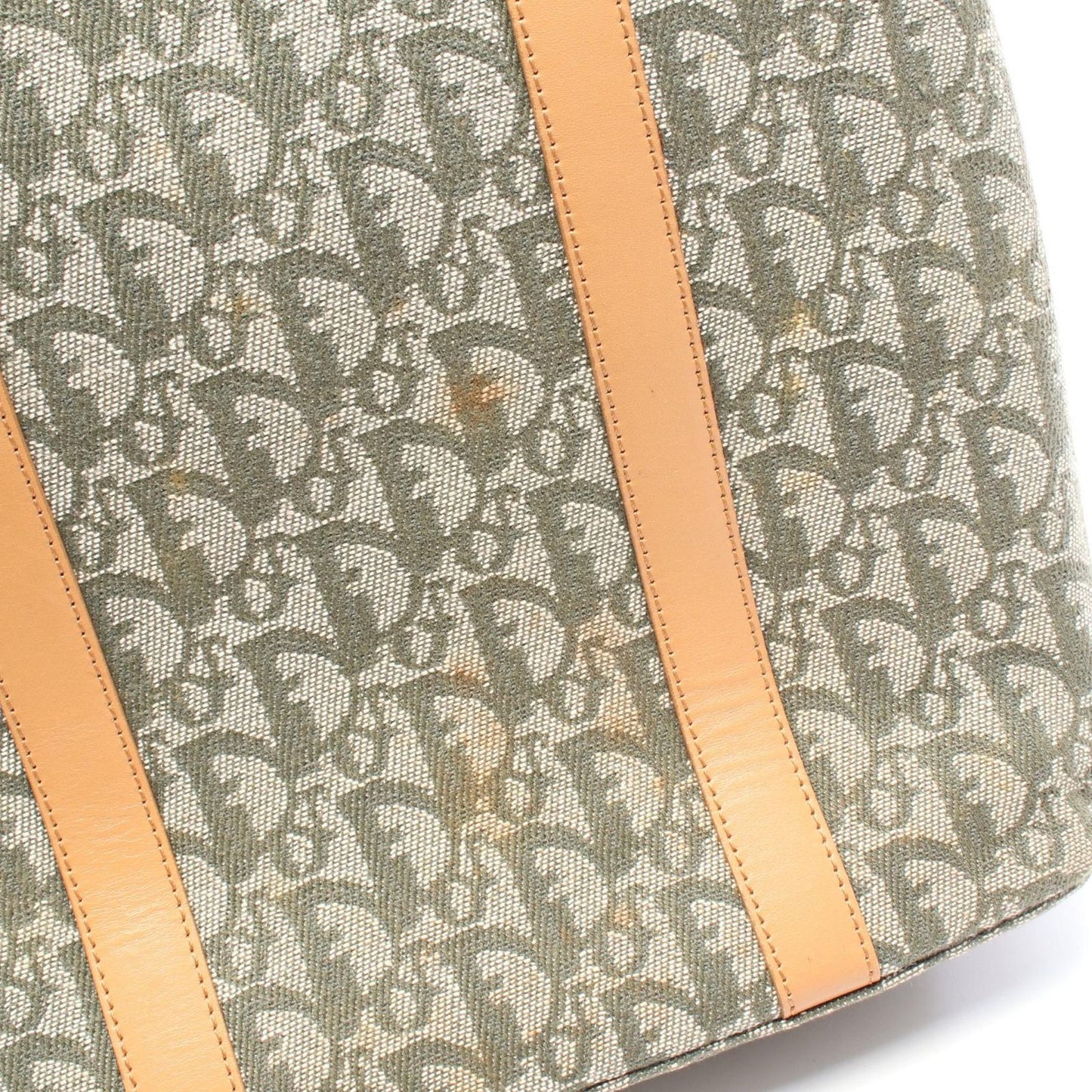 Dior Tote Bag Trotter Green Beige Canvas Leather — view 6