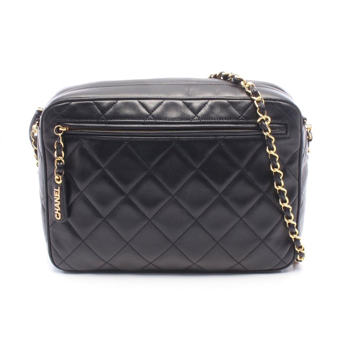 Chanel Shoulder Bag Quilted Black Lambskin Chain