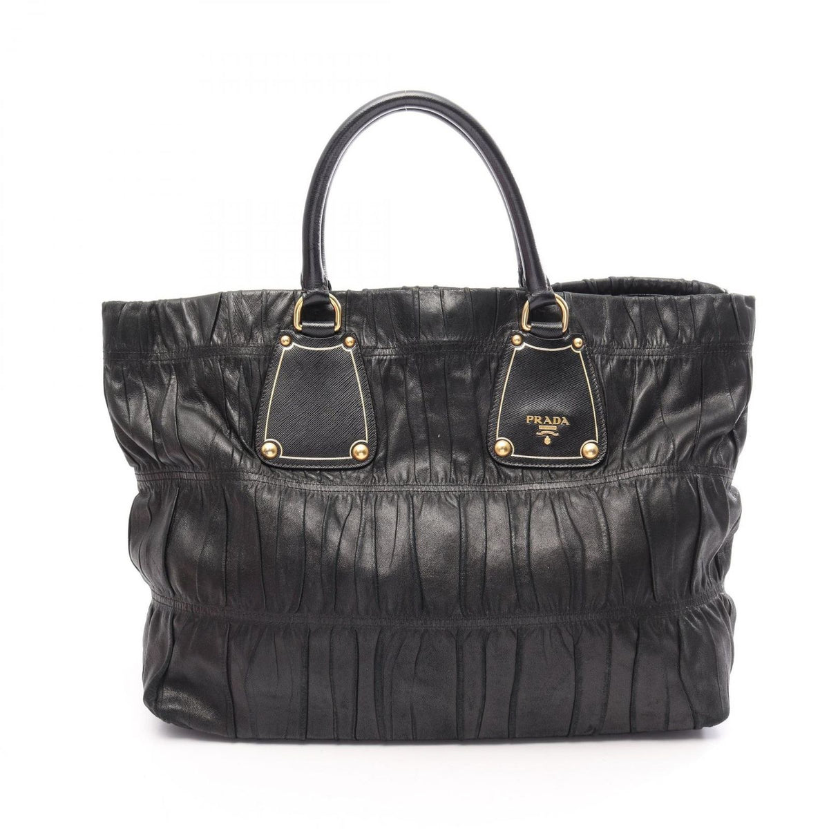 Prada Tote Bag Gaufre Black Leather Gaufle