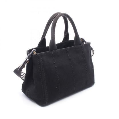 Prada Tote Bag Canapa 2-Way Black White Canvas Mini — view 2