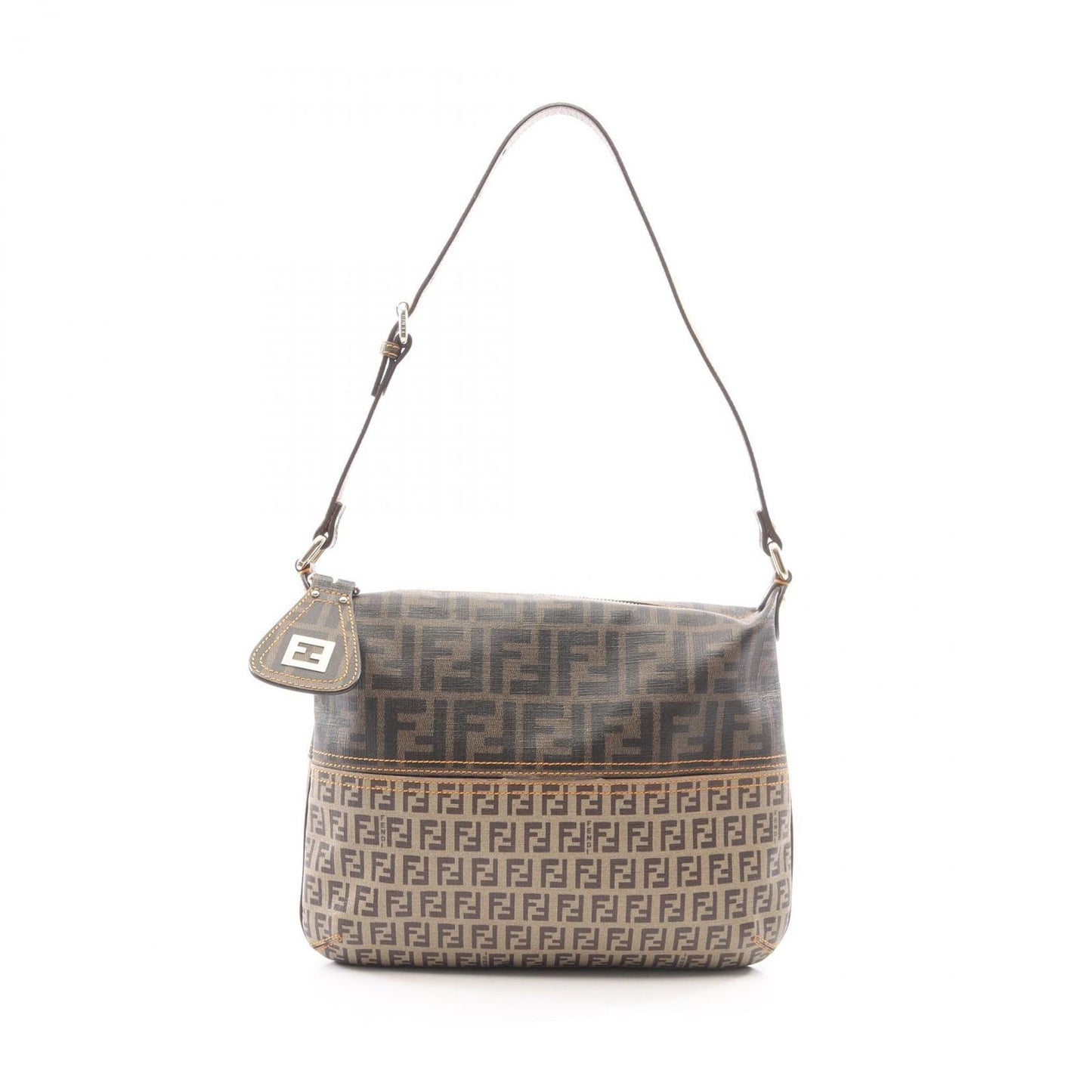 Fendi Shoulder Bag Zucca Zucchino Brown Canvas Leather