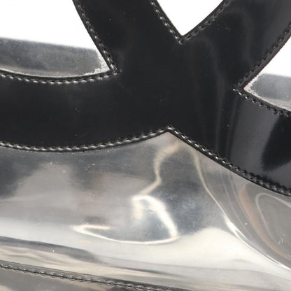 Chanel Tote Bag CC Logo Black Vinyl Patent Leather CC Clear Chain — view 6