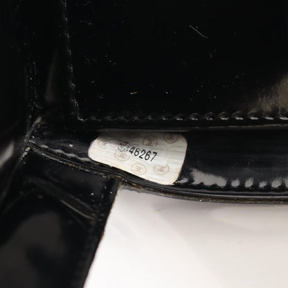 Chanel Tote Bag CC Logo Black Vinyl Patent Leather CC Clear Chain — view 5