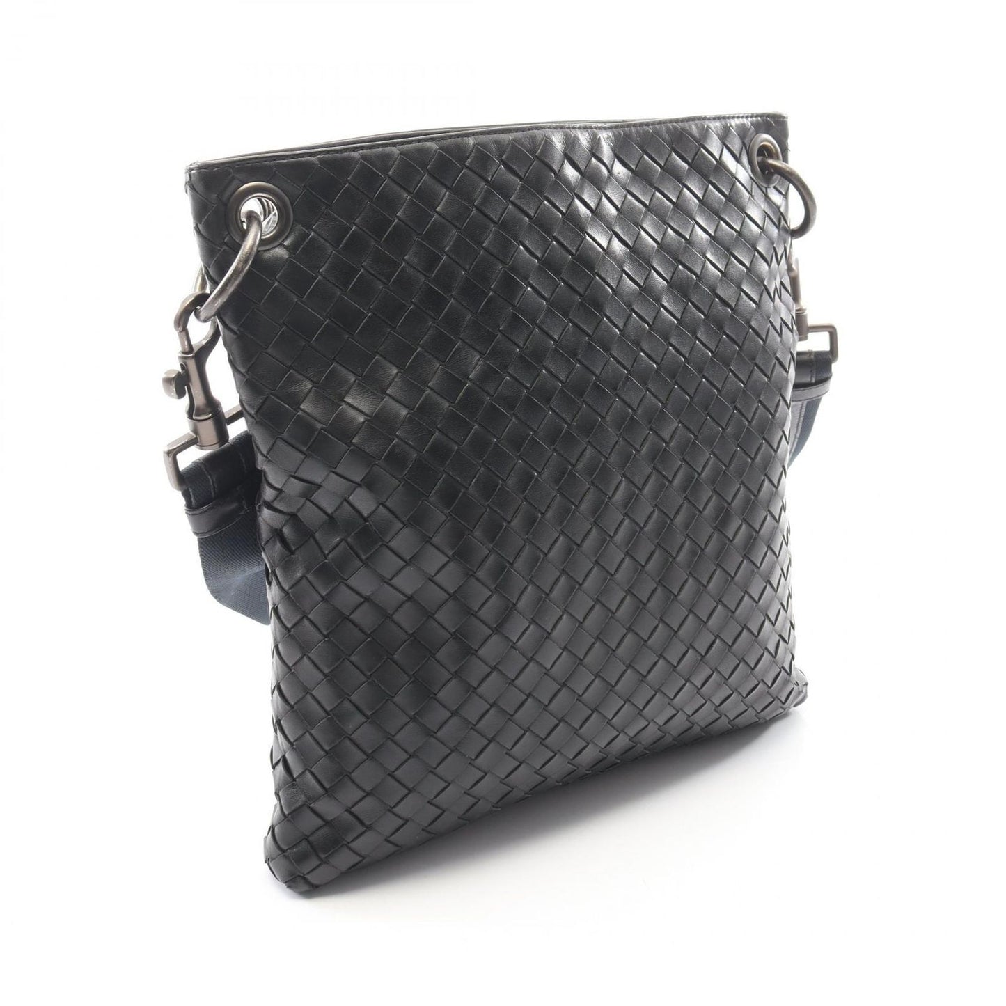 Bottega Veneta Shoulder Bag Intrecciato Black Navy Leather — view 2