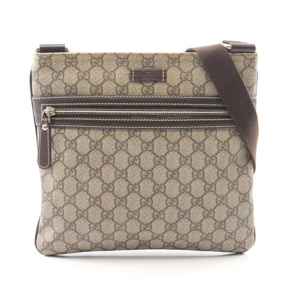 Gucci Shoulder Bag GG Supreme Beige Brown Canvas Leather