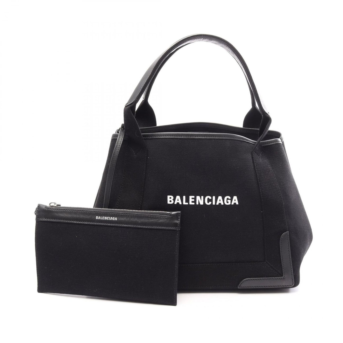 Balenciaga Tote Bag Navy Cabas S Black Leather