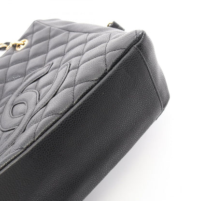 Chanel Tote Bag Quilted Petite Shopping PST Black Caviar Leather Chain — view 8