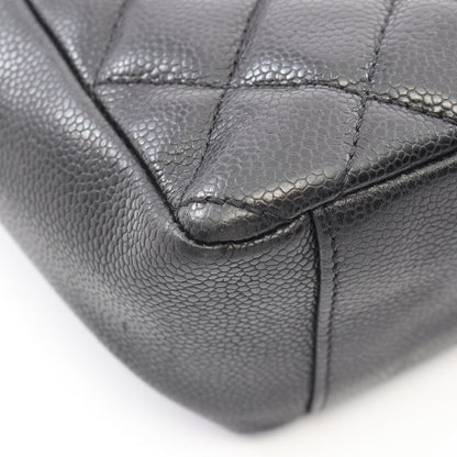 Chanel Tote Bag Quilted Petite Shopping PST Black Caviar Leather Chain — view 7