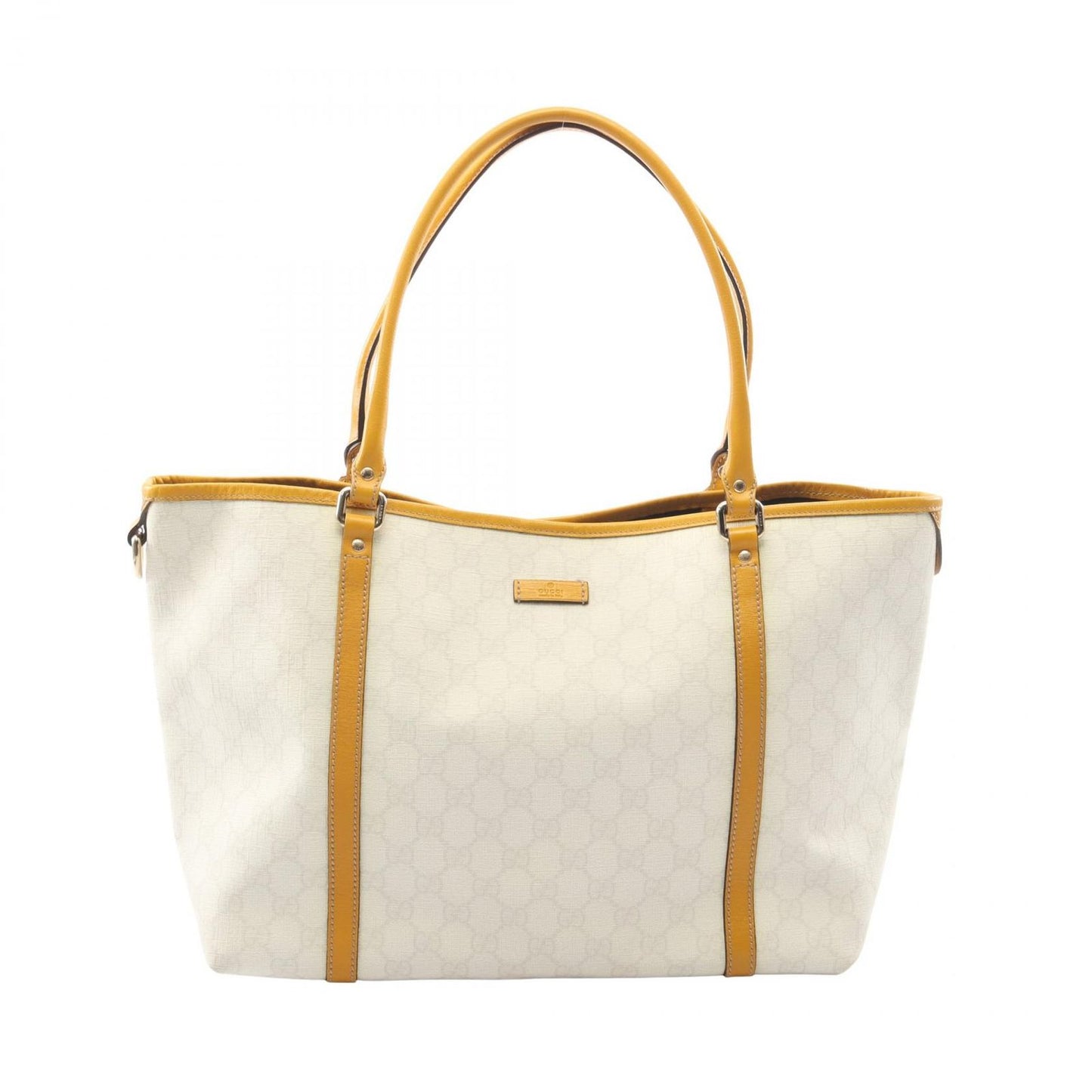 Gucci Tote Bag GG Supreme White Yellow Canvas Leather