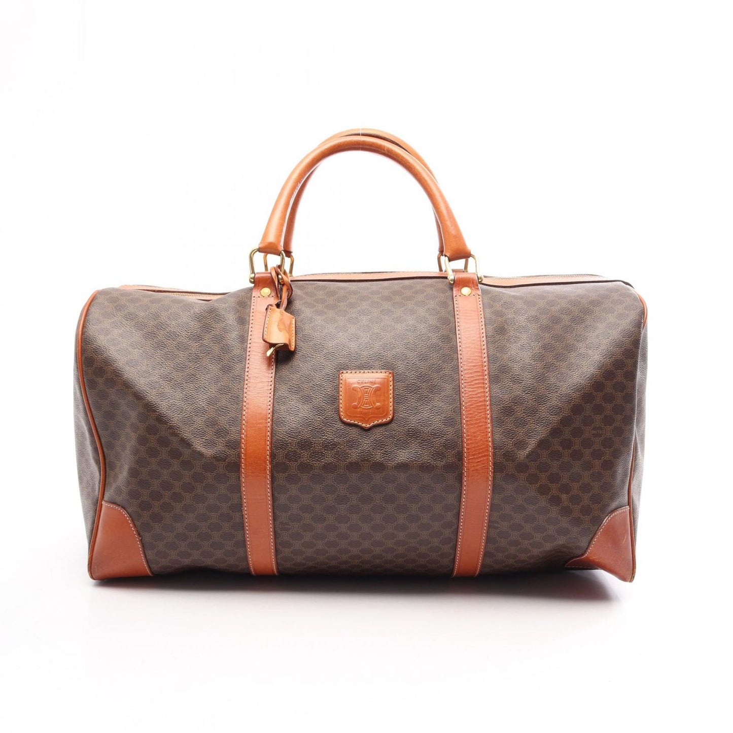 Celine Boston Bag Macadam Bag Brown Canvas Leather
