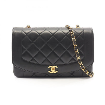 Chanel Shoulder Bag Quilted Diana Flap Black Lambskin Chain