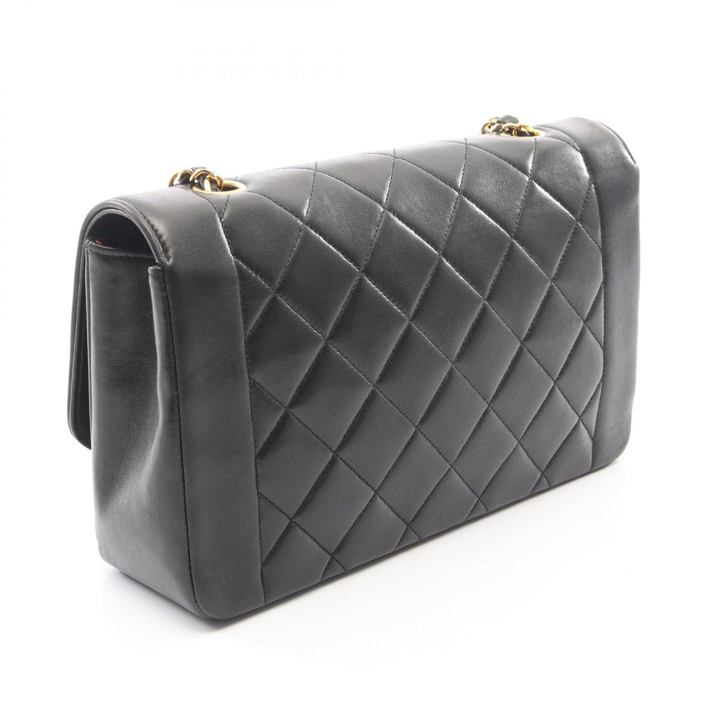 Chanel Shoulder Bag Quilted Diana Flap Black Lambskin Chain — view 2