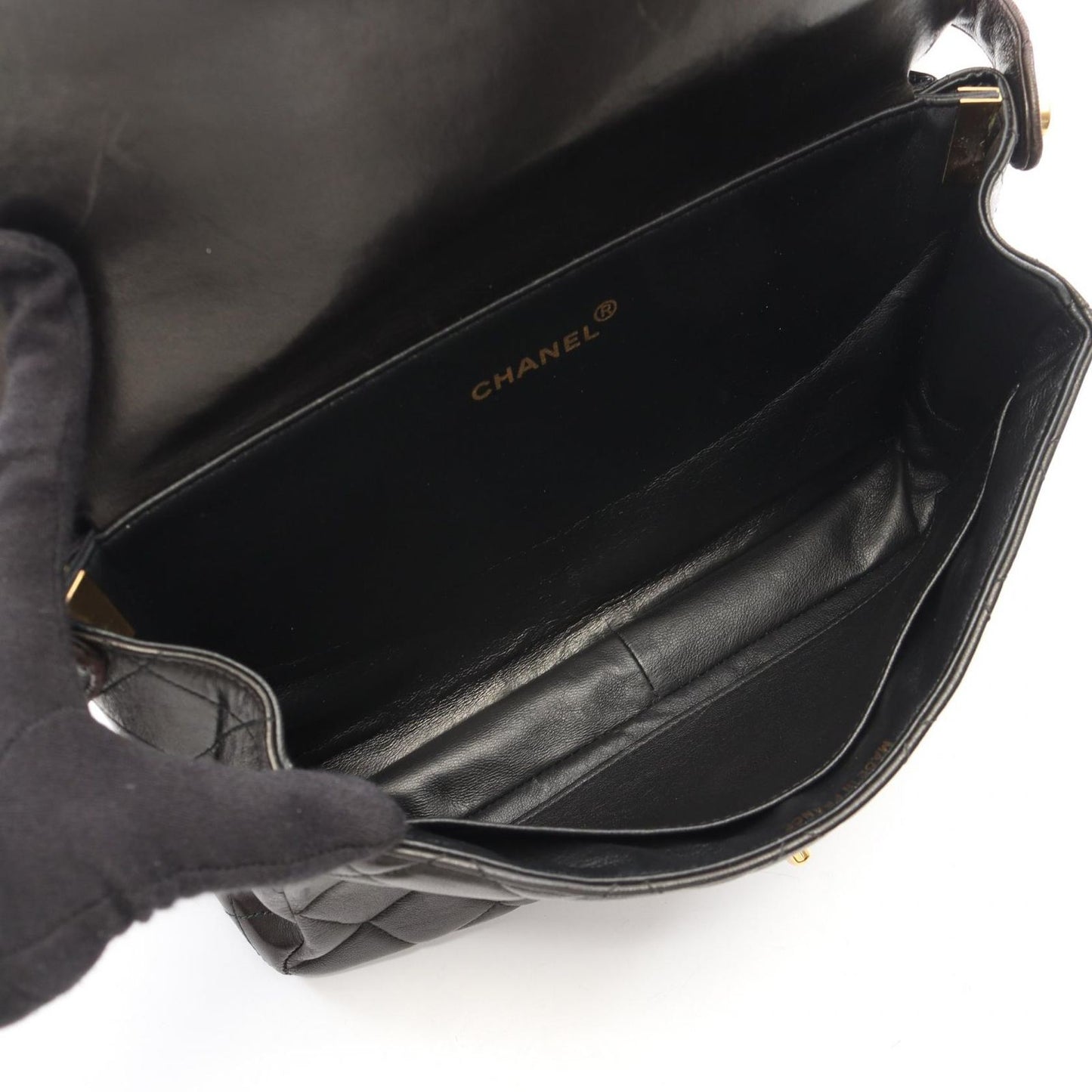 Chanel Quilted Face Black Lambskin Shoulder Bag — view 3