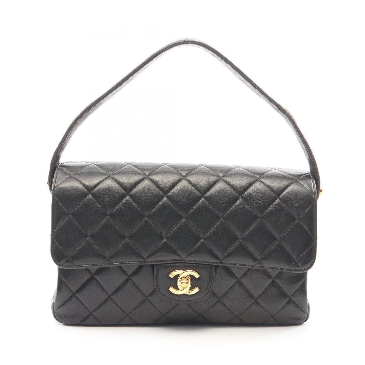 Chanel Quilted Face Black Lambskin Shoulder Bag