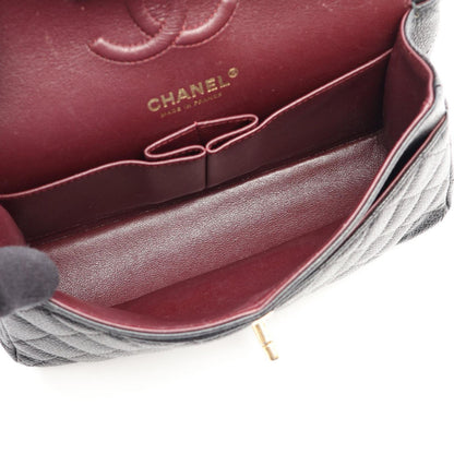 Chanel Shoulder Bag Quilted Double Flap Black Caviar Leather Chain — view 3