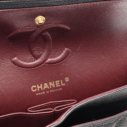 Chanel Shoulder Bag Quilted Double Flap Black Caviar Leather Chain — view 6