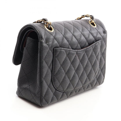 Chanel Shoulder Bag Quilted Double Flap Black Caviar Leather Chain — view 2