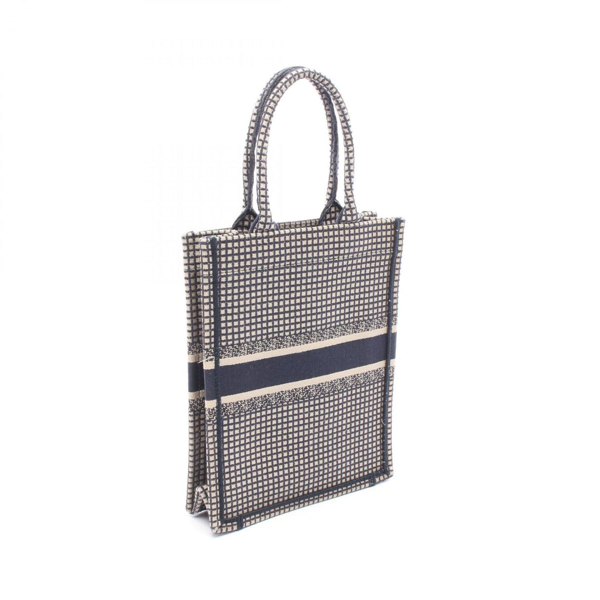 Dior Handbag Book Tote Vertical la Mort Navy Beige Canvas Mini — view 2