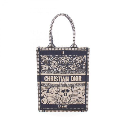 Dior Handbag Book Tote Vertical la Mort Navy Beige Canvas Mini
