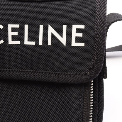Celine Shoulder Bag Trekking Mobile Pouch Black White Canvas — view 5