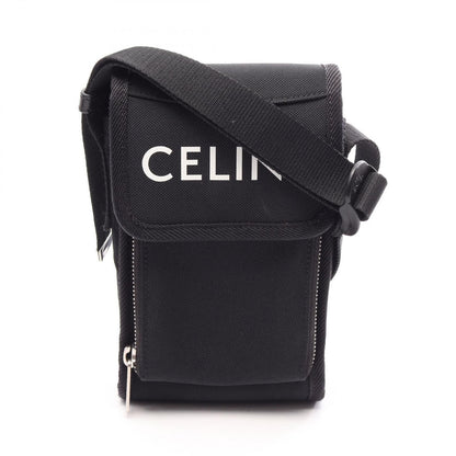 Celine Shoulder Bag Trekking Mobile Pouch Black White Canvas