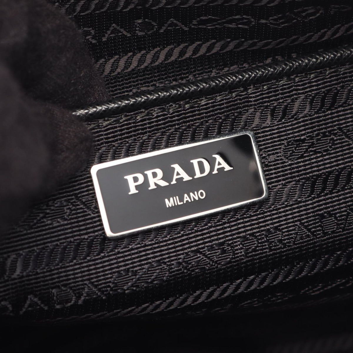 Prada Shoulder Bag Black Nylon Saffiano Leather Triangle Logo — view 4