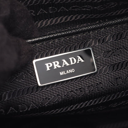 Prada Shoulder Bag Black Nylon Saffiano Leather Triangle Logo — view 4