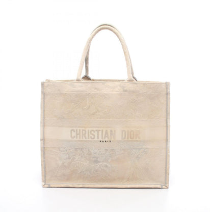 Dior Tote Bag Book Large Ivory Light Gray Canvas Toile de Jouy