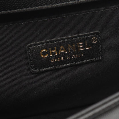 Chanel Shoulder Bag Boy Chevron Stitch Black Caviar Leather Boy Chain — view 4