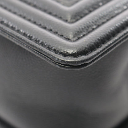 Chanel Shoulder Bag Boy Chevron Stitch Black Caviar Leather Boy Chain — view 8