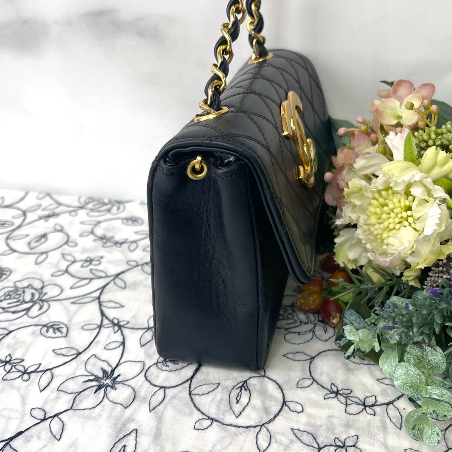 Chanel Vintage Quilted Jumbo CC Logo Shoulder Bag — view 5